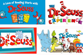 design for childrens dr seuss book cover and illustration coloring