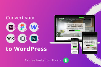 convert adobe xd, wix or figma design to wordpress