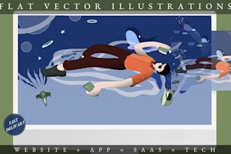 create flat vector illustrations for website hero, UI, or saas app