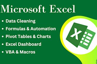 do excel macro, excel automation, vba, data cleaning, dashboard, formulas, table