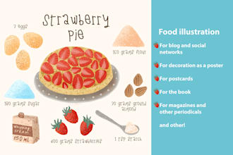 create food illustration for you menu, book, blog