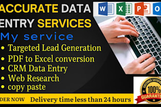 do accurate data entry, PDF to excel, CRM data entry