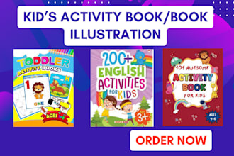 do kids activity book, coloring book cover, handwriting workbook, kids book