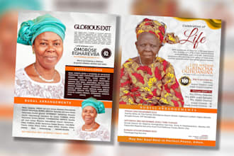 design a premium funeral flyer, obituary, or funeral program