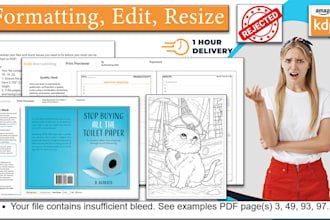 fix KDP issues, rejection errors, book cover, and interior for amazon KDP
