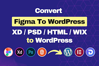 convert figma to wordpress, PSD to wordpress, figma to elementor, figma to divi