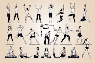 draw exercise, workout, yoga, medical, etc vector art
