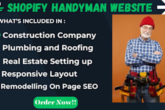 create shopify handyman website, contractor plumbing handyman website
