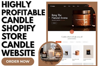 design scented candle shopify store candle website candle dropshipping website
