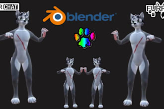 model realistic 3d vrchat avatar, fursona nsfw, animaze, facerig, furry avatar