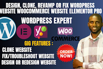 design redesign copy clone wordpress website woocommerce store  elementor pro
