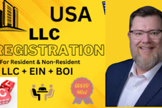 do US llc registration, ein number, boi report and renew llc