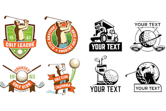 design hand drawn popular golf sport club logo retro style