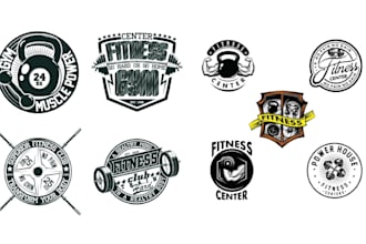 create hand drawn animal, boxing, gym and fitness logo