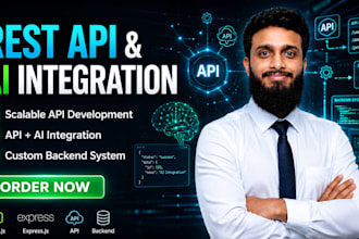 develop rest api, backend application with nodejs  and ai