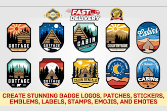 create badges logo design, patch, sticker, emblem, label, stamp, emoji, emotes