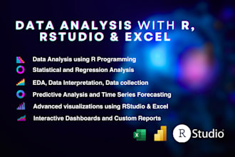 do expert data analysis, visualization in rstudio and excel