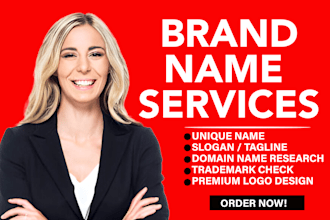 create a unique brand name, business name, and catchy slogan