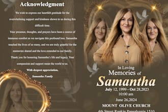 design obituary funeral program, memorial program, obituary program