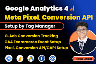setup google analytics, ads tag manager, facebook pixel conversion API tracking