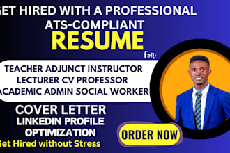write teacher adjunct instructor lecturer CV professor academic admin resume