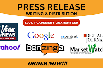 write press release, distribution, guest posting, music, public relations