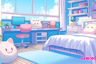 draw background art illustration in anime style for stream vtuber, visual novel