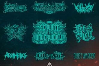 make dark metal black death slamming brutal horror scary stoner music band logo