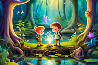 children story book illustration and children book cover