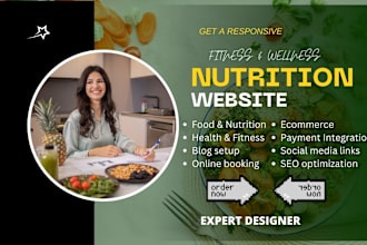 nutrition wellness website design food recipe health fitness supplement website