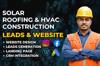 build solar roofing website construction, hvac website solar leads roofing leads