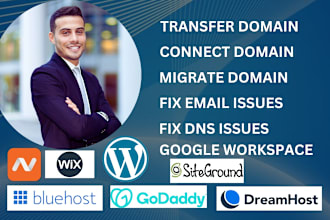 transfer domain, connect, fix, setup email issues, dns, gsuite to any website