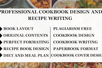 write and design cookbook recipes workbook book formatting diet plan meal plan