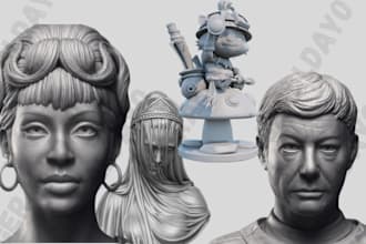 digital sculpt realistic 3d head 3d bust full body human model 3d miniature stl