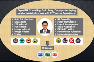 hr consulting, data entry, typing, copy paste and virtual assistant