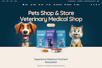 create a pet store animal shop vet care clinic dog food wordpress website