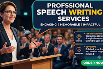 be your persuasive, informative, motivational speech writer
