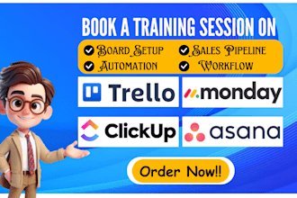 do training on automation and workflow in zoho, hubspot, monday, clickup, asana