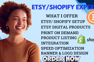 setup etsy digital products shop, shopify print on demand etsy printify printful