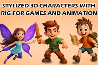 create stylized 3d characters with rig for games and animation