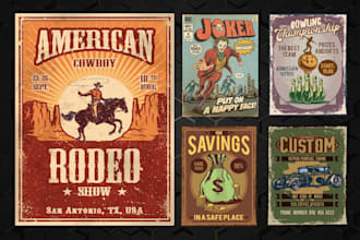 retro advertising, marketing, event flyer design or poster