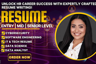write ats cyber security, data analyst, business analyst, IT tech resume and cv