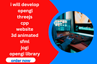 develop threejs,webgl vulkan cpp sfml jogi 3d animated website and graphic