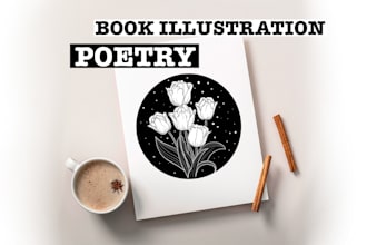 create custom doodle line art illustration for poem poetry