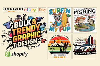 do trendy, bulk t shirt design for merch with eye catchy graphic