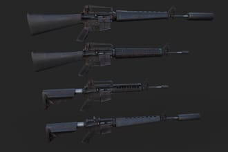 create game ready 3d weapon or gun
