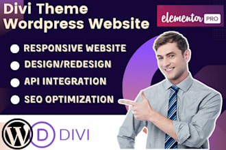 build wordpress website with divi theme elementor pro elementor website