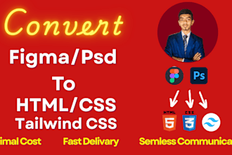 convert figma to html, xd to html, PSD to HTML responsively