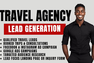 generate travel agency leads via facebook ads google ads travel agency website