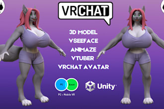 create highly detailed vrchat avatar, furry nsfw, fursona, animaze, vseeface